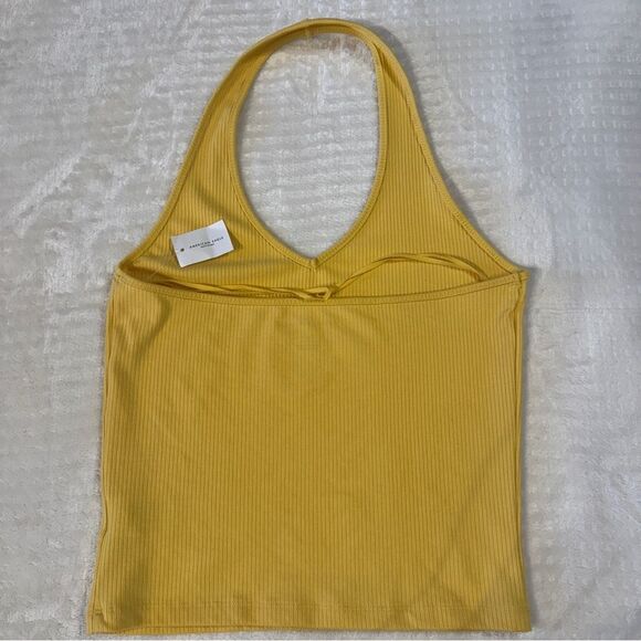 Free‎ w/ $15 purchase! American Eagle Cropped Halter Tank Top Yellow NWT Ribbed - Picture 5 of 7